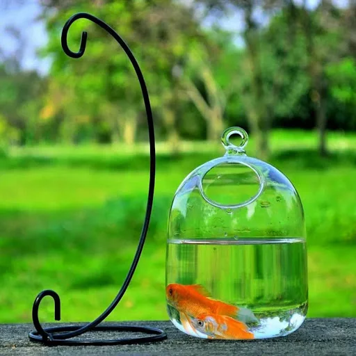Ornament Harmless Decorative Vase Fishbowl Glass Hanging Fish Tank Light Weight for Yard