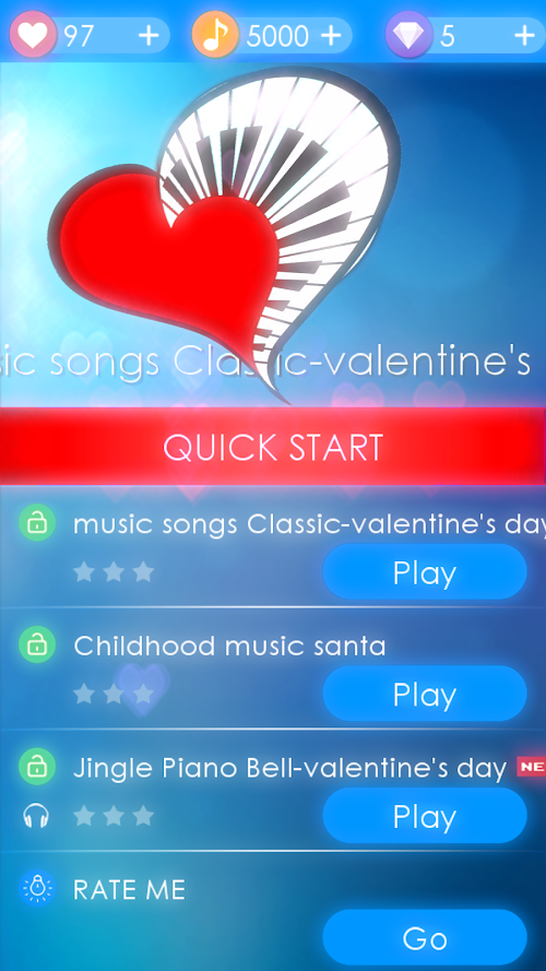 Android application Perfect Piano Tiles valentino screenshort