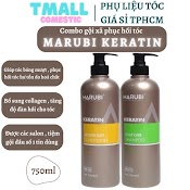 Dầu Gội Đầu Keratin Marubi Cặp Dầu Gội Xả Phục Hồi Hư Tổn Giảm Rụng Tóc 750Ml Chính Hãng