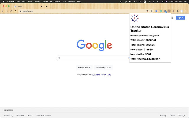 United States Covid-19/Coronavirus Tracker chrome extension