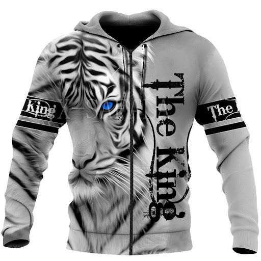 Title 4, Cool White Tiger 3D All Over Print Hoodie Men S...