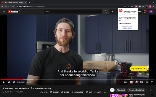 SkipSponsor - YouTube sponsor detection