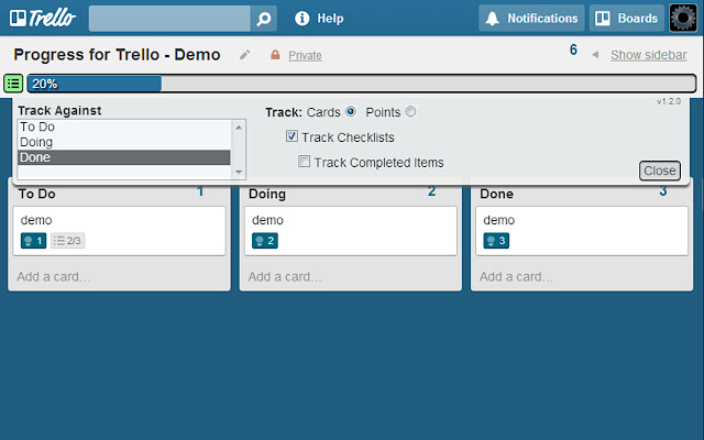 Progress for Trello chrome extension