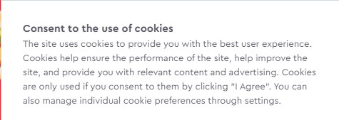 Cookie banner to inform users about cookies - one of the cookie law requirements