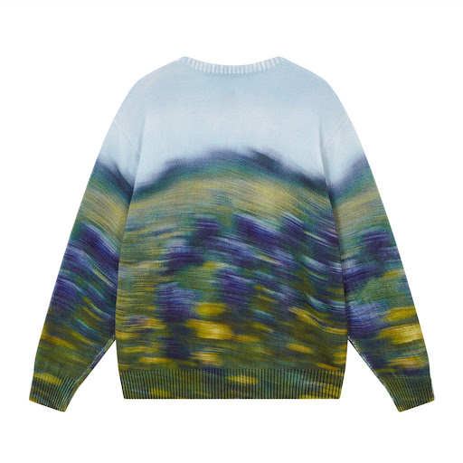 Title 4, Abstract Blue Hooded Flower Field Jumper for Me...