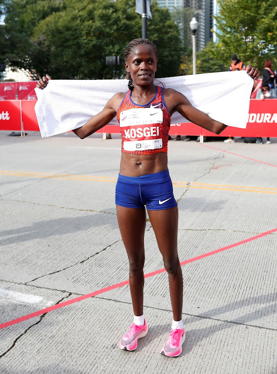 Brigid Kosgei after Chicago Marathon last year