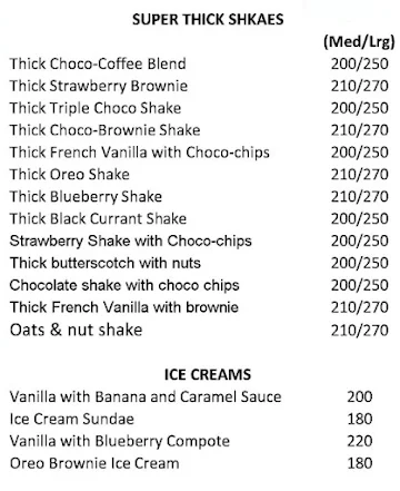 Shake Chilli's menu 