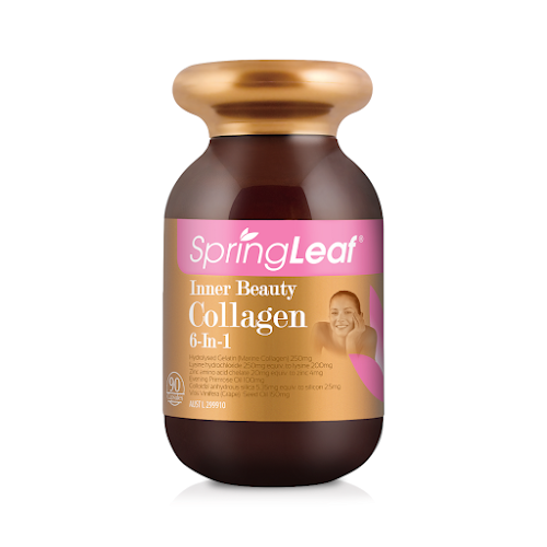 Viên Uống Bổ Sung Inner Beauty Collagen 6-In-1 Hỗ trợ Làm Đẹp Da SpringLeaf 90 viên