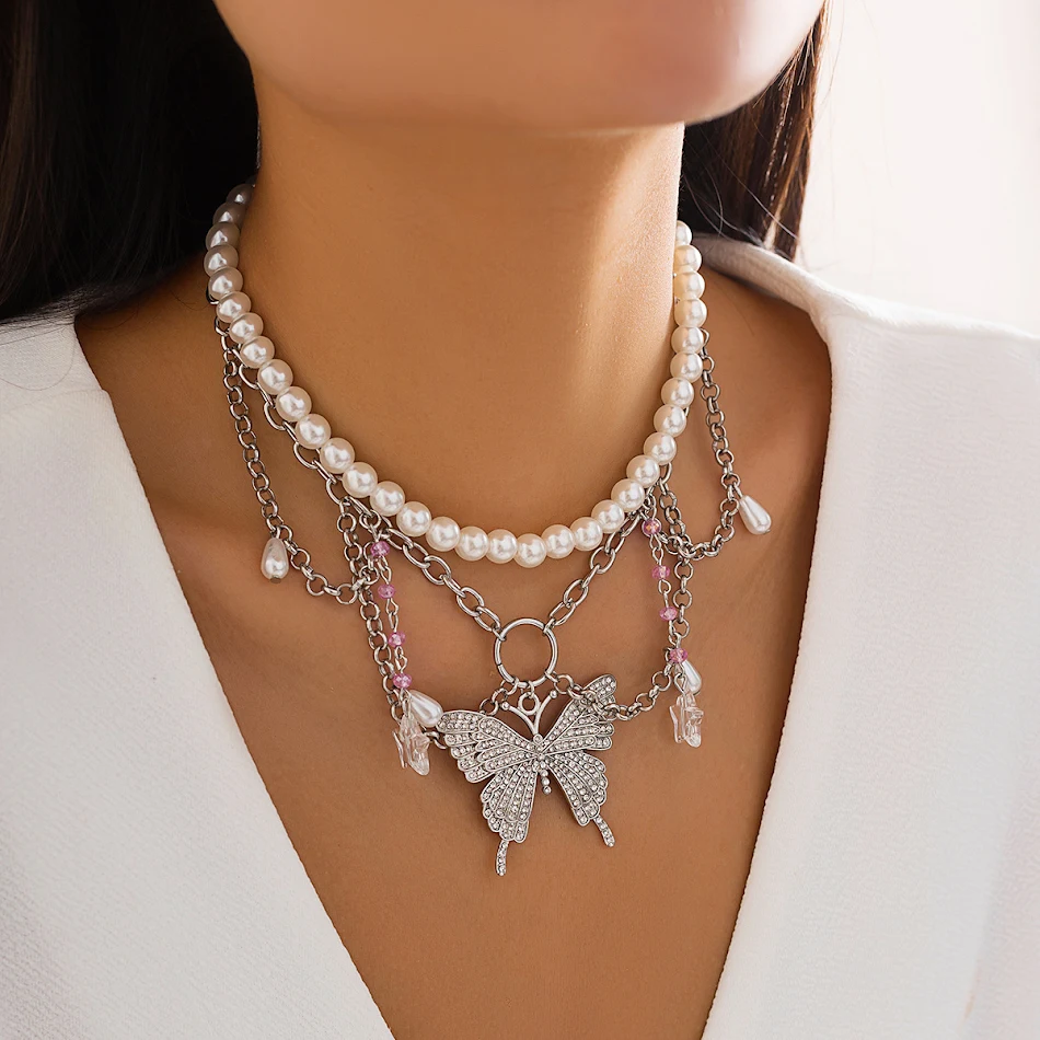 Colar Dopamina Vento Qianxi Borboleta Doce e Legal com contas. Design único, elegante e vibrante para expressar sua personalidade.
