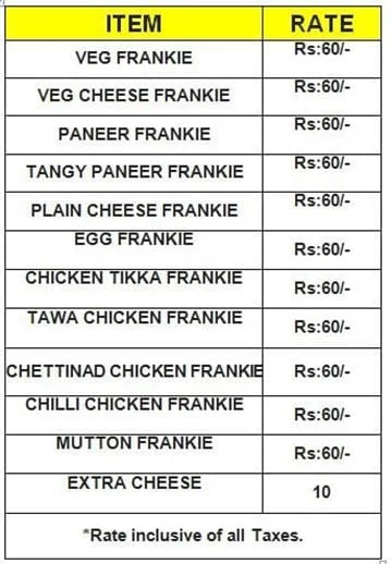 Tibb's Frankie - Serving Rolls Since 1969 menu 