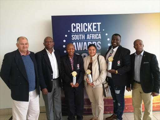 From left to right: Border Amateur Cricket Manager Deon Muller, Border CEO Thando Booi, ward winners: Joseph Ngqasa, Angelique Taai, Apilile Mapekula and General Manager of Kei Cricket Lefty Ngece. Picture Ross Roche