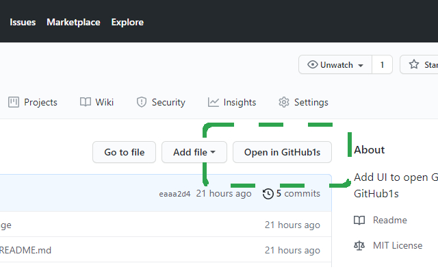 Open in GitHub1s chrome extension