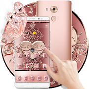 Rose Gold Love Hearts Butterfly Theme  Icon