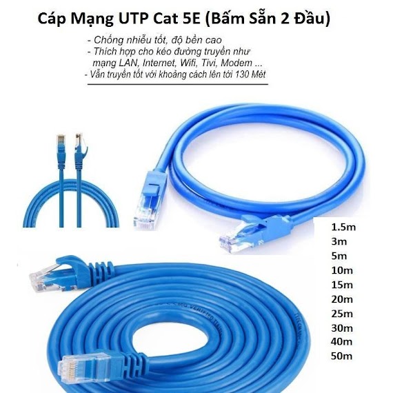 Cáp Mạng Lxf Bấm Sẵn Cat5E 1M/ 2M/ 3M/ 5M Bấm Sẵn 2 Đầu Liền Dây Cat5E Rj45 - Hành Chính Hãng