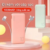 Sạc Dự Phòng 10000Mah Kết Cấu Vỏ Nhám Màu Macaron Hỗ Trợ Sạc 3 Thiết Bị Cùng Lúc