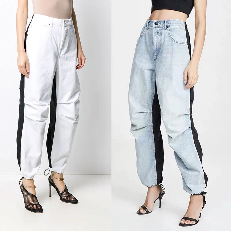 Macacão Jeans Casual com Costura de Personalidade e Elástico, ideal para um visual relaxado e confortável. Liberdade e estilo em uma só peça.
