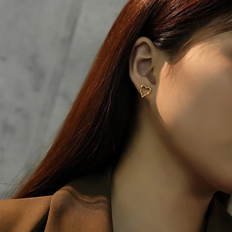 925 Sterling zilveren holle hart oorstekers dames Ins stijl, lichtgewicht en stijlvol, perfect als cadeau of voor dagelijks gebruik.