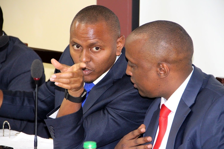 Nairobi County Assembly Acting Speaker Chege Mwaura and Majority leader Abdi Hassan