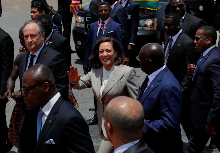 US Vice President, Kamala Harris, arrives at the Kotoka International Airport as she begins her trip to Ghana, Tanzania and Zambia, in Accra, Ghana, on March 26, 2023.