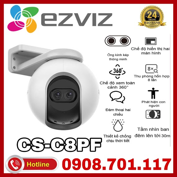 Camera Wifi Quay Quét, Ống Kính Kép Ezviz Cs C8Pf 2Mp