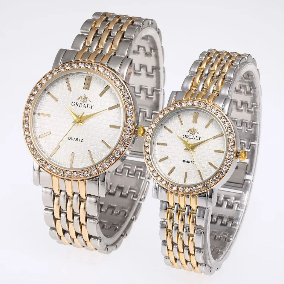 Eenvoudig casual quartz horloge voor heren en dames met stalen band en diamant. Dagelijkse elegantie en betrouwbaarheid.