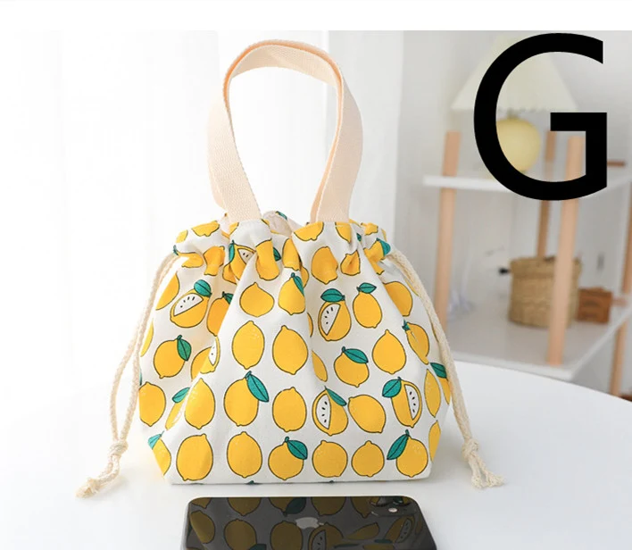 Women's Canvas Handbag Lunch Box Drawstring Cloth Handbag Perfect for Lunches Reusable and Portable Everyday Bag.