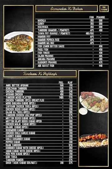 Arabian Chillies Restaurant menu 