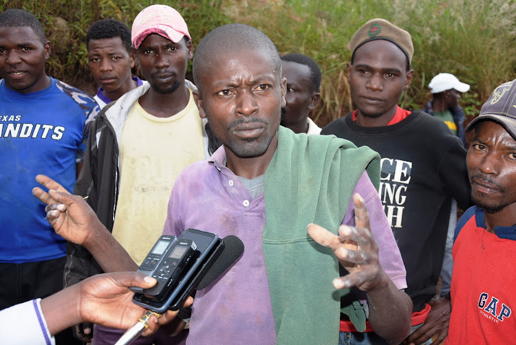 A Kiahuria village resident addressing the press on Wednesday.