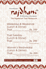 Khandani Rajdhani menu 1