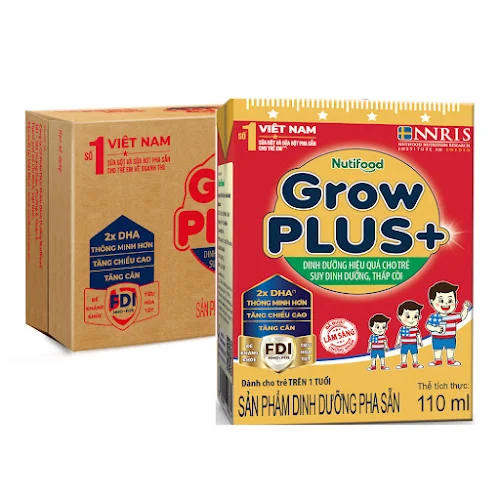 Thùng 48 hộp sữa DDPS NutiFood GrowPLUS+ 110ml (Đỏ)