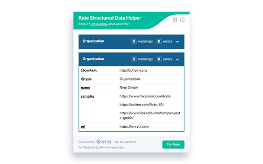 Ryte structured data helper