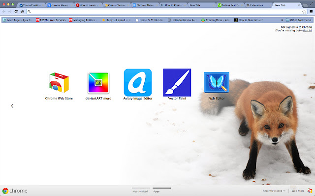 Red Fox Snow Theme chrome extension