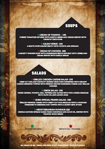 Soro menu 