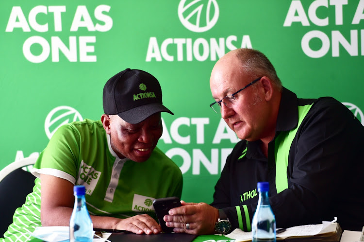 Herman Mashaba and Athol Trollip ahead of an ActionSA media conference in Gqeberha on Wednesday, where it was announced that Trollip has joined the party.