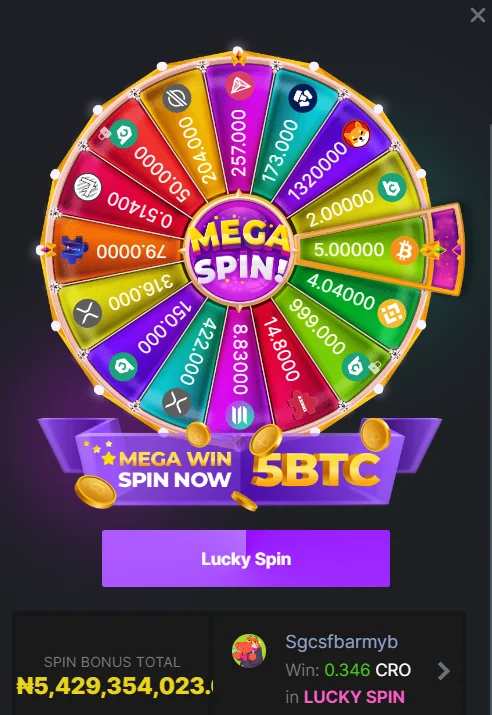 Mega spin and bonuses BC.Game