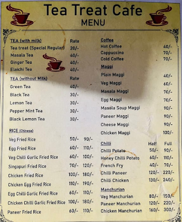 Tea Treat Cafe menu 