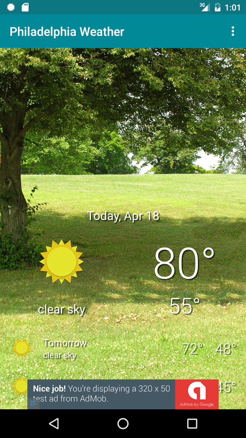 Philadelphia Weather Screen 1