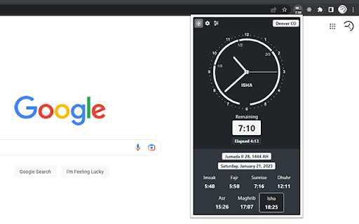 Prayer Times Chrome Extension