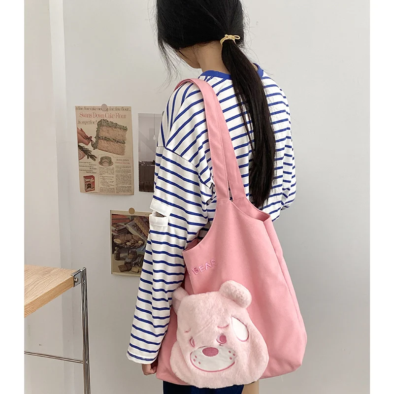 Torba Tote Śliczny Miś Płótno Mommy Bag Urocza torba dla mam, idealna na pieluchy, zabawki i wszystkie niezbędne rzeczy dla dziecka.