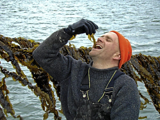 Bren Smith, the owner of Thimble Island Ocean Farm and executive director of Green Wave, samples food of the future.