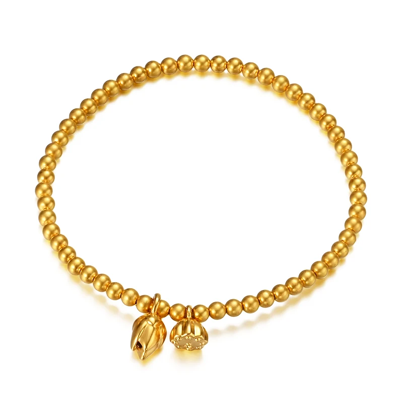 Bracelet chaîne simple pour femme avec perles dorées. Un bijou élégant pour tous les jours. Un accessoire polyvalent et parfait pour toutes les occasions