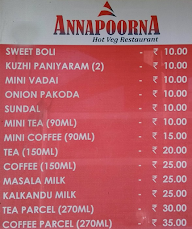 Hotel Annapoorna Hot Veg Restaurant menu 7