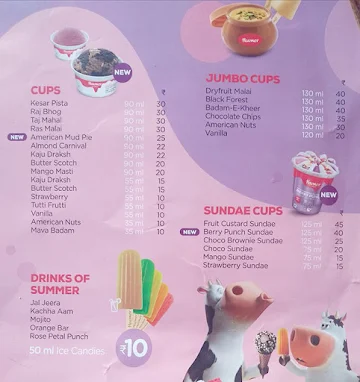 Rainbow Scoops & Shakes menu 