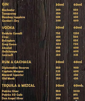 The Stadium Bar menu 