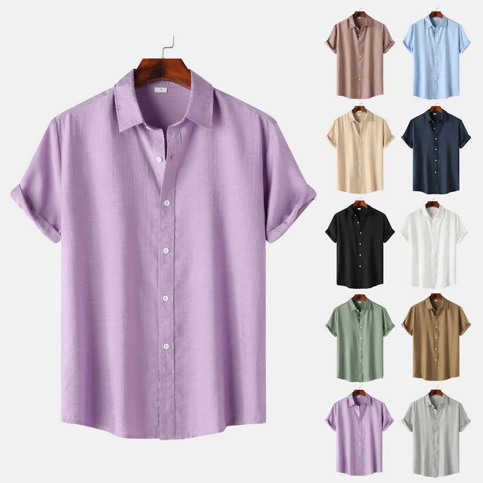 Haut de chemise à revers à manches courtes de couleur unie pour adolescents. Confort et style au quotidien, parfait pour un look décontracté et tendance.