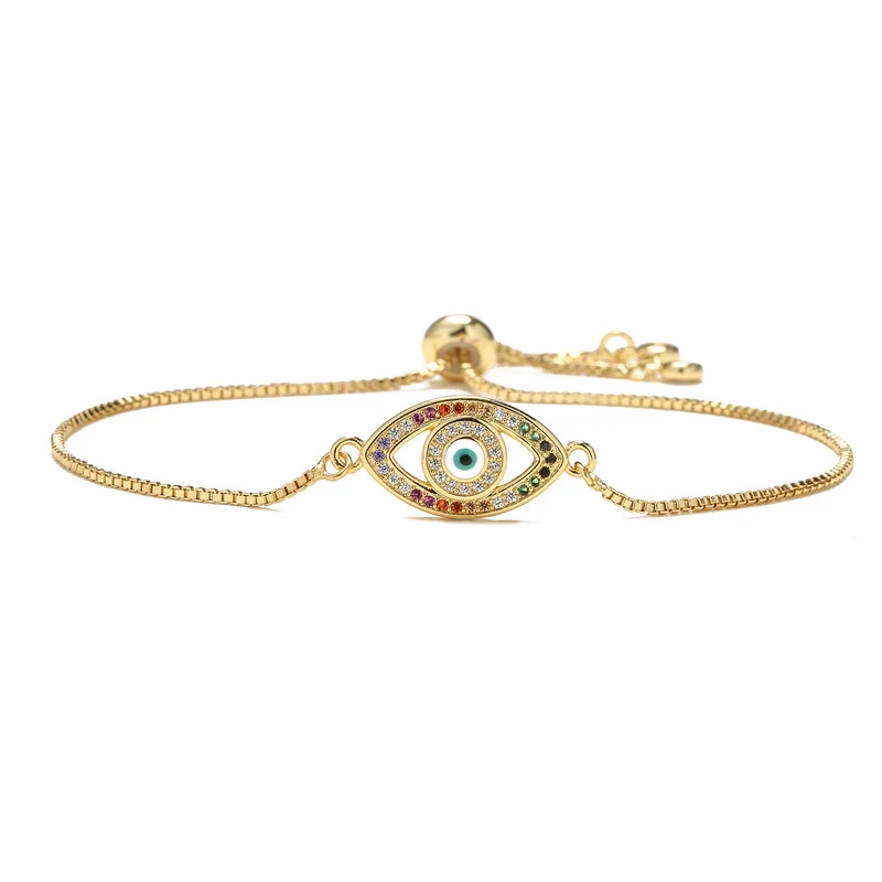 Bracelet Femme avec Charm en Oeil Géométrique de Zircon, couleurs mixtes. Un bijou tendance pour un look élégant et protecteur.