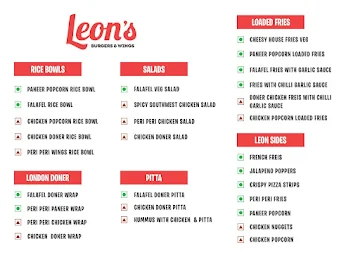 Leon's Burgers & Wings menu 