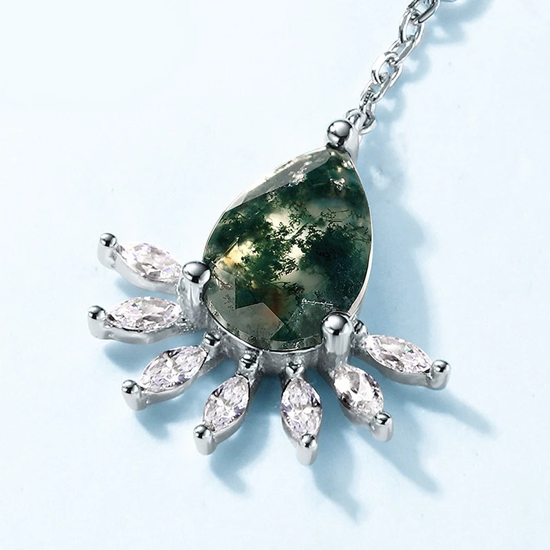 S925 Zilveren Groene Mos Oorbellen voor Dames Natuurlijke Elegantie Vrouwelijke Sieraden Perfect Cadeau Exclusief Design Verfijnde Oorbellen