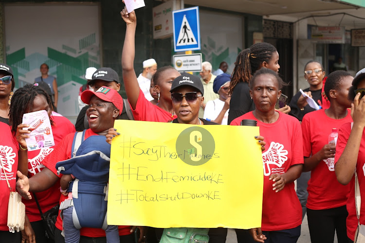 March against femicide on the Mombasa streets that started from Moi Avenue streets (Mapembeni) to Tonoka social hall on January 27, 2024.