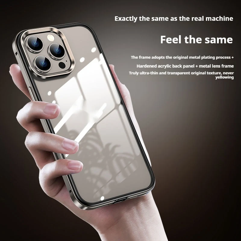 Metal Border Shell HD Transparent Flexible Glue Heat Dissipation Drop-resistant All-inclusive Phone Case. Ultimate Prote